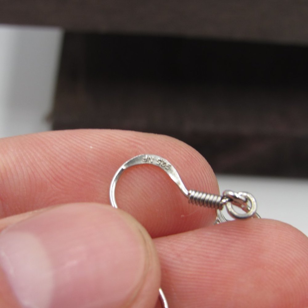 Sterling Silver Unique Pattern Dangle Earrings - image 3